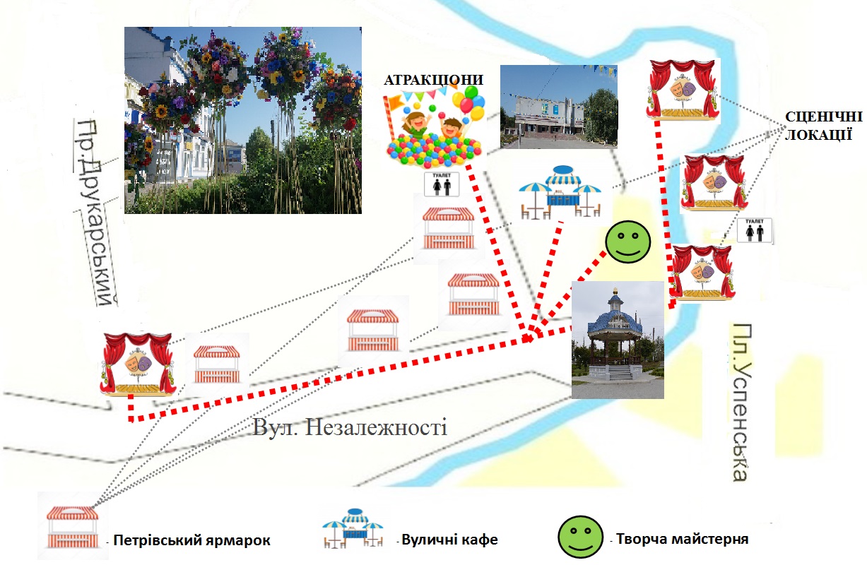 План-схема локацій об’єктів Купальського свята 6 липня 2021 року