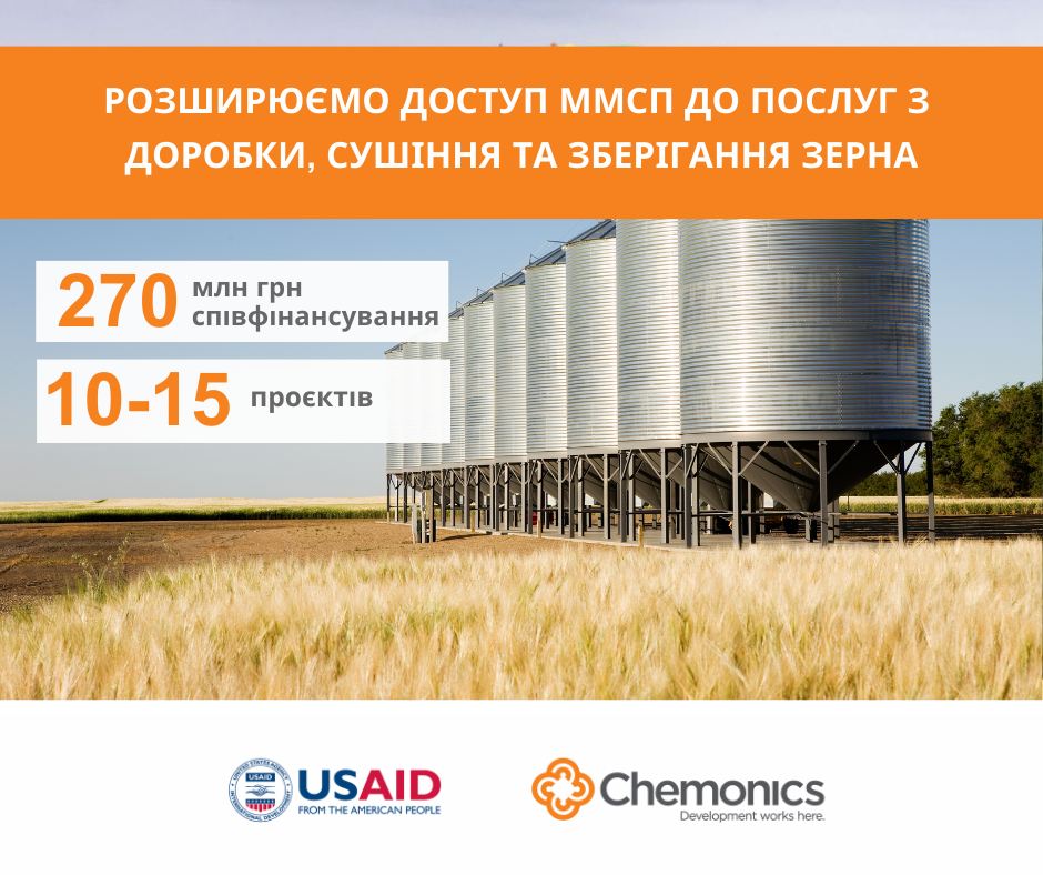 Програма USAID АГРО надасть до 270 млн грн співфінансування на розвиток потужностей з доробки, сушіння та зберігання зерна
