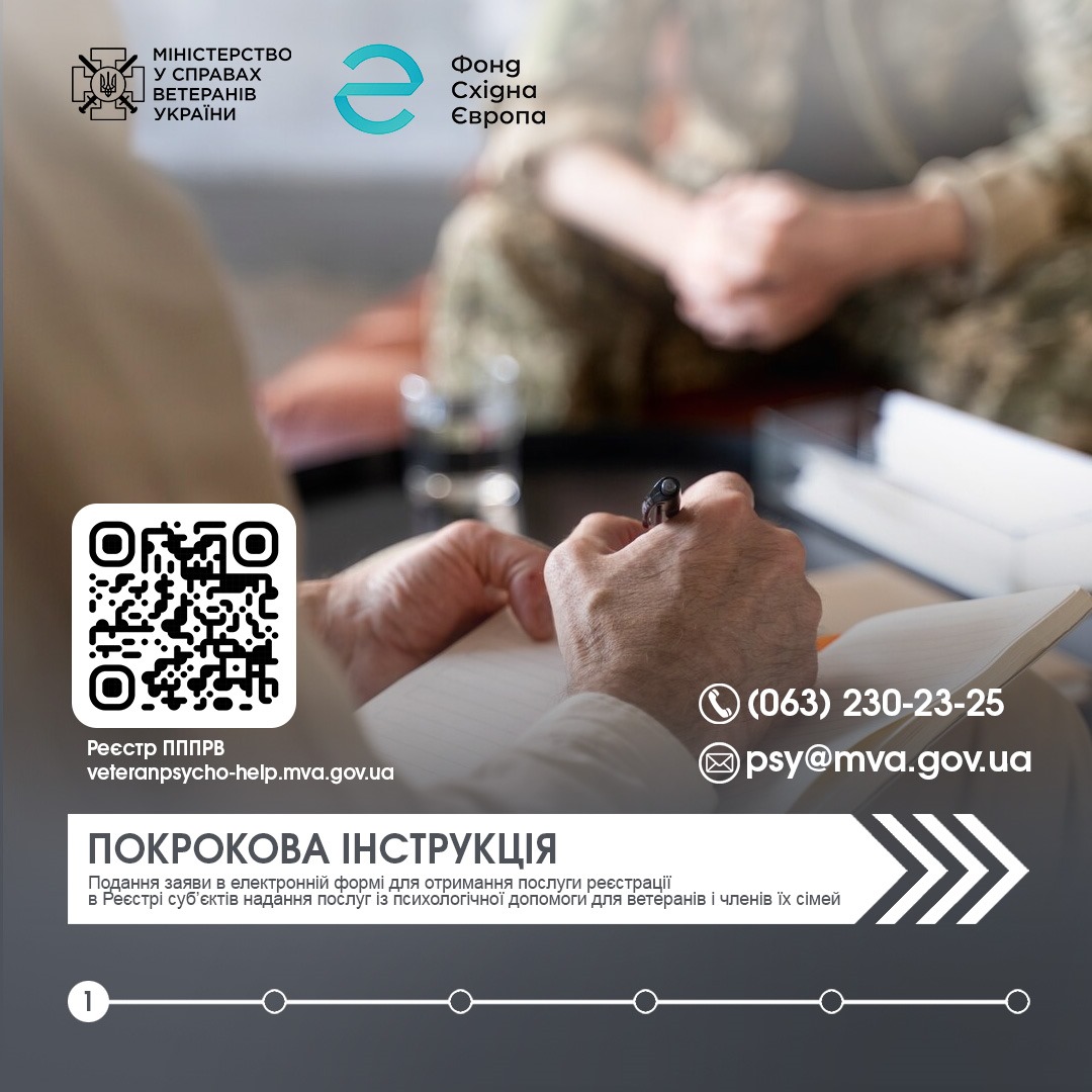 До уваги надавачів послуг із психологічної допомоги для ветеранів і членів їх сімей!