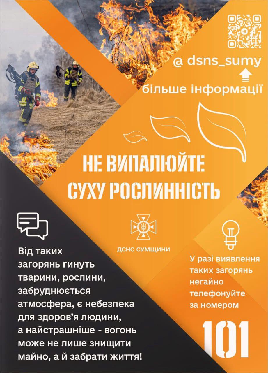 Не випалюйте суху рослинність!
