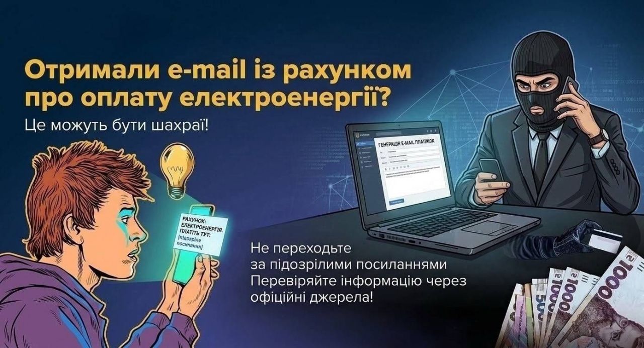 ФАЛЬШИВІ РАХУНКИ ЗА ЕЛЕКТРОЕНЕРГІЮ: ЯК НЕ ПОТРАПИТИ НА ГАЧОК ШАХРАЇВ
